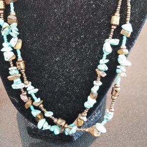 2 strand faux turquoise necklace